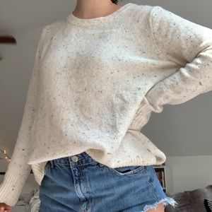 white sweater- colorful spots